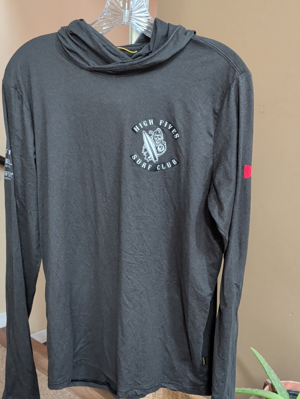 Salty Crew Men’s Black Long-Sleeve Hooded Shirt with White Logo